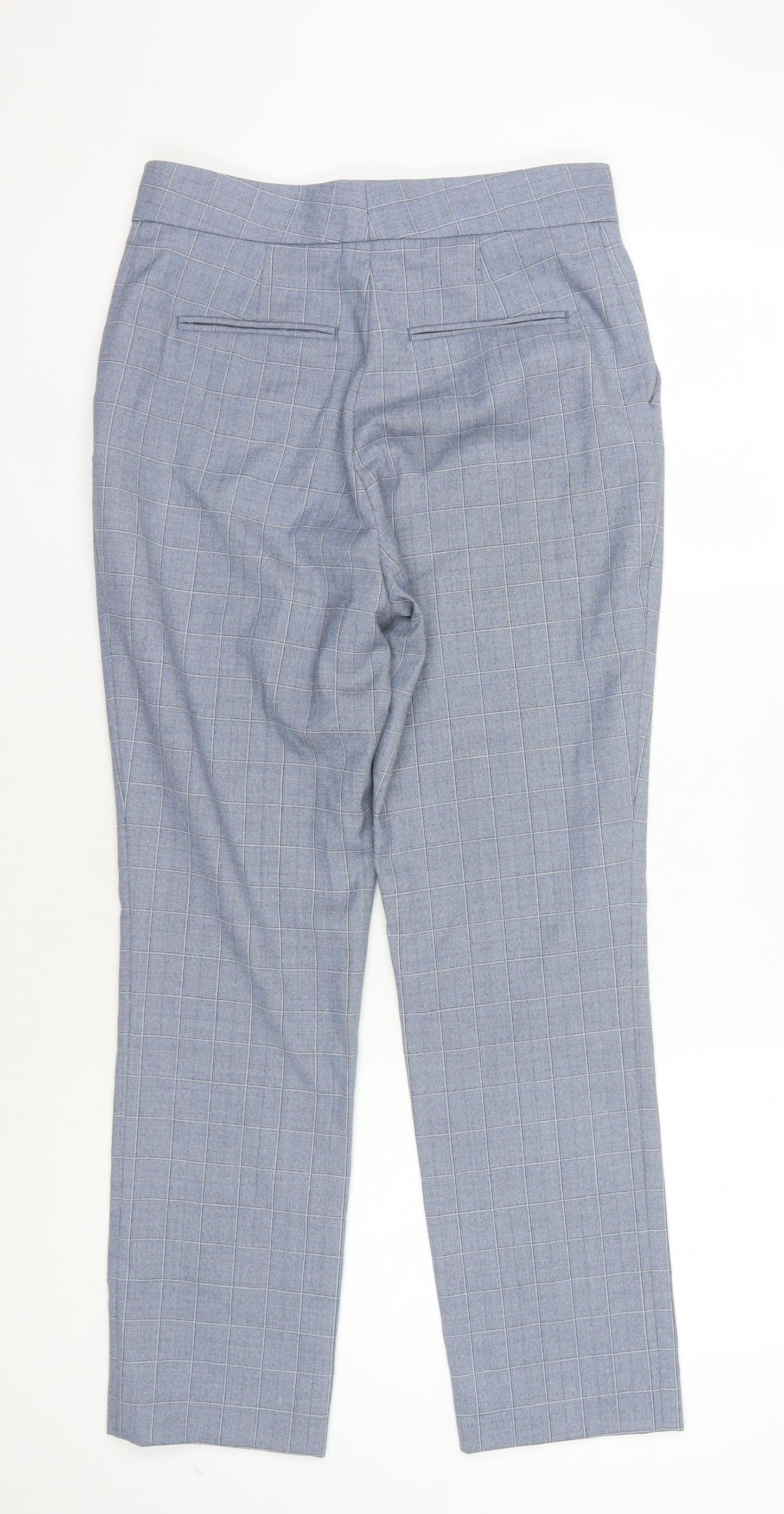 Reiss Women's Blue Check Trousers Size 6