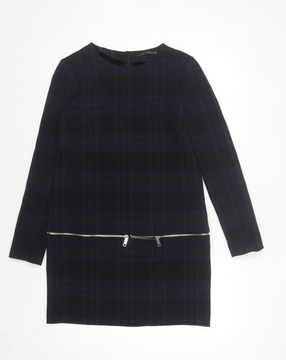 Zara Woman Black Plaid Shift Dress, Size S, Women
