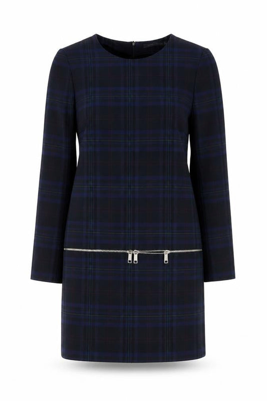 Zara Woman Black Plaid Shift Dress, Size S, Women