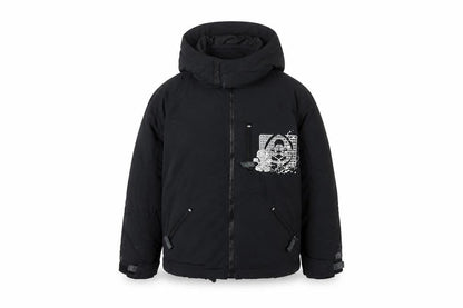Front view of Saltrock boys’ black hooded parka jacket, age 2-3