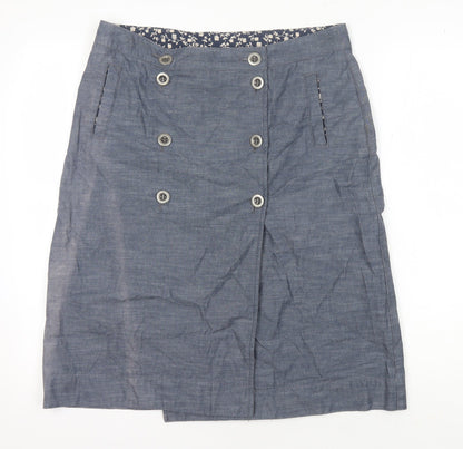 Next Women's Blue Cotton Button Skirt, Size 14
