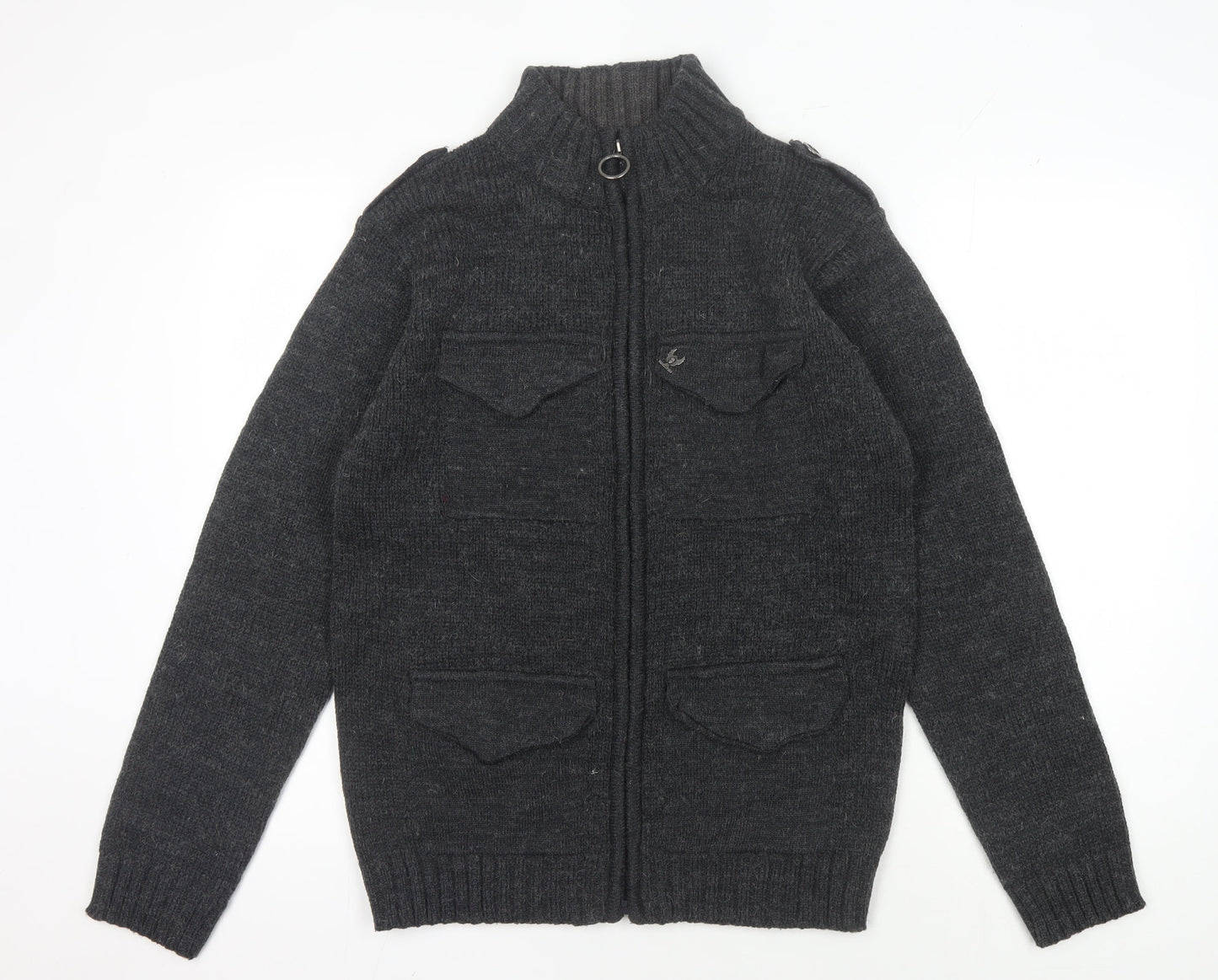 Ringspun Men's Black Full Zip Jumper M