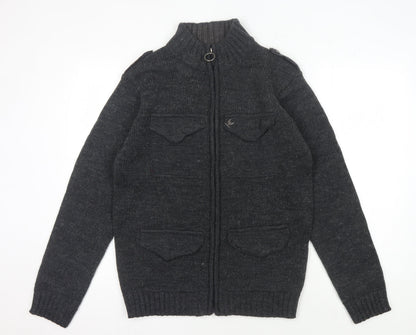 Ringspun Men's Black Full Zip Jumper M