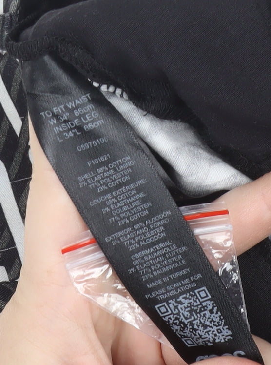 ASOS Men's Black Geometric Trousers Size L