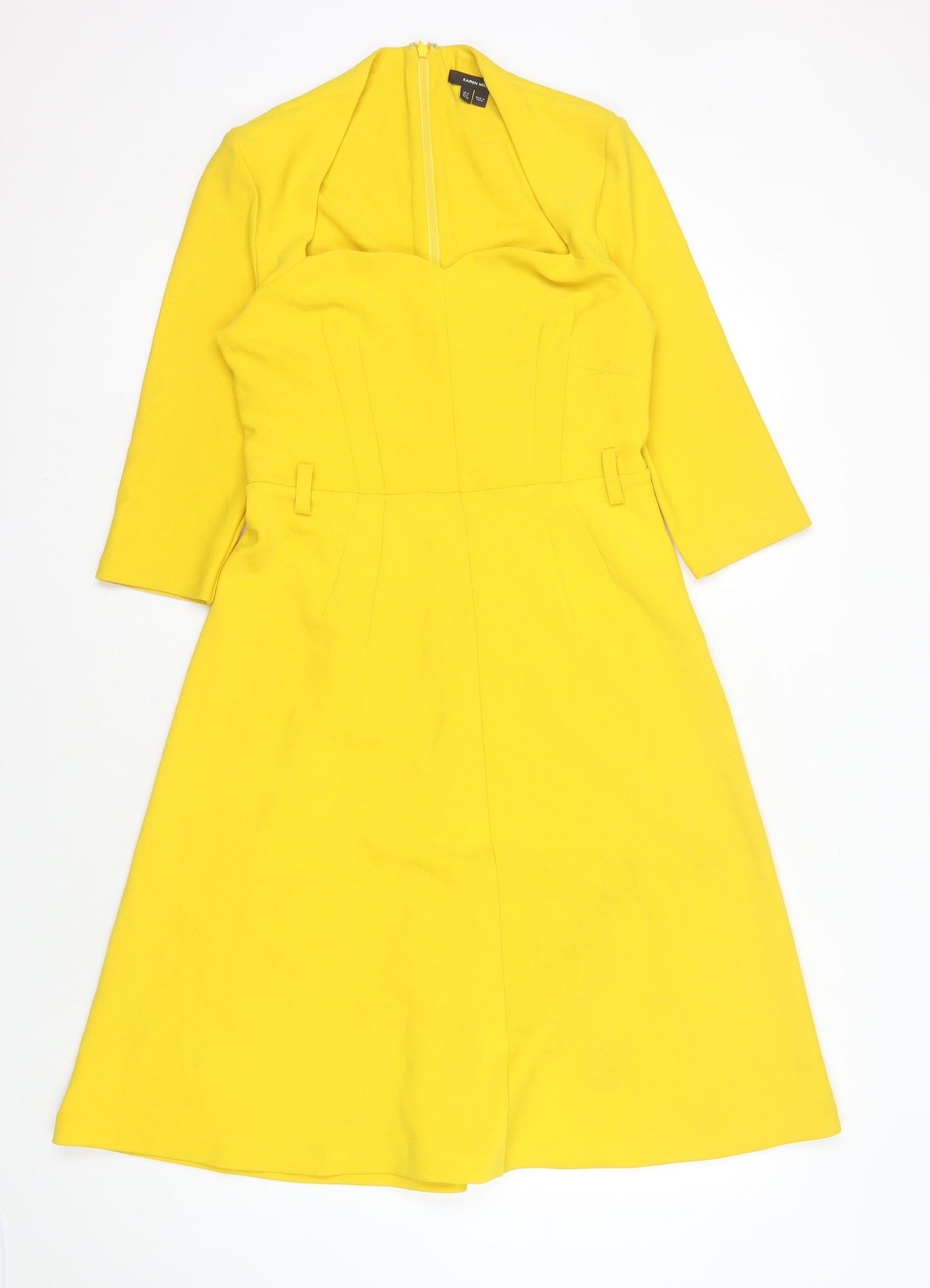 Karen Millen Women's Yellow Long Sleeve Dress, Size 12
