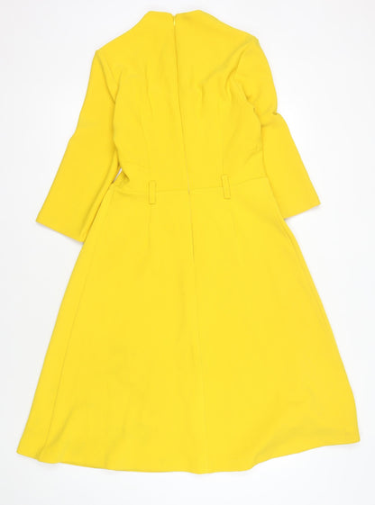 Karen Millen Women's Yellow Long Sleeve Dress, Size 12