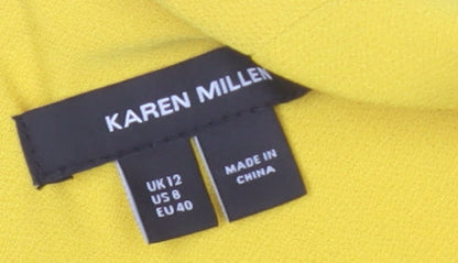 Karen Millen Women's Yellow Long Sleeve Dress, Size 12