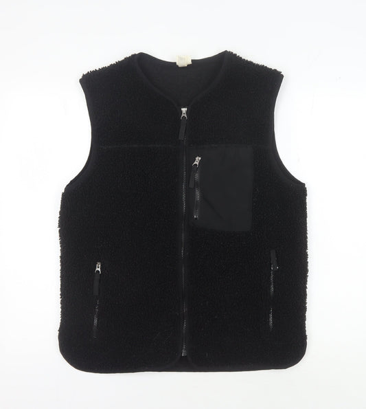 H&M Unisex Black Waistcoat, Size S, Full Zip Casual