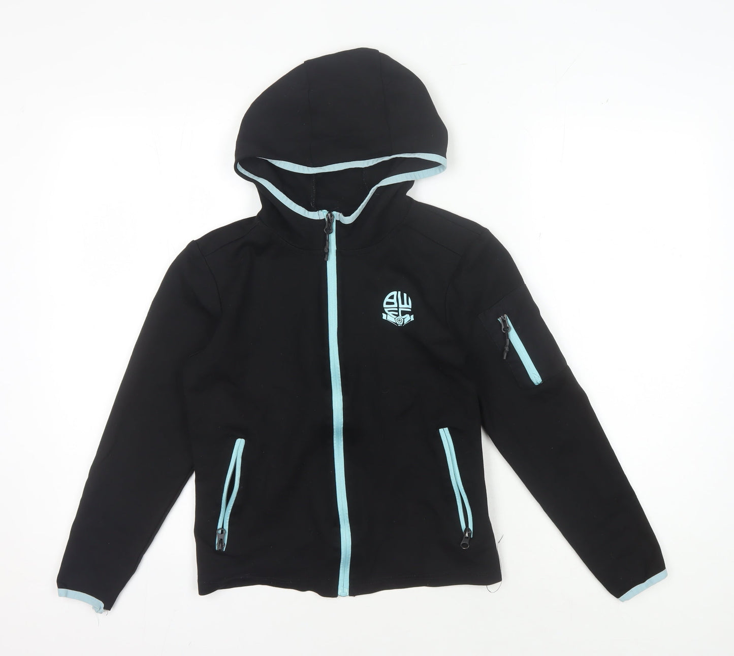 BWEC Girls Black Hooded Track Jacket, 10-11 Years, Activewear