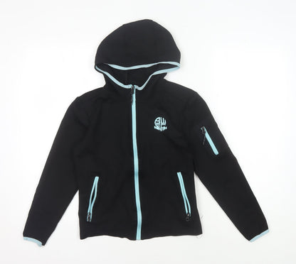 BWEC Girls Black Hooded Track Jacket, 10-11 Years, Activewear