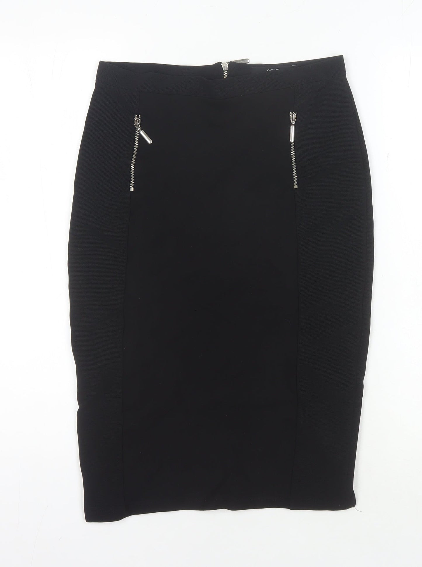 Next Women's Black Pencil Skirt Size 8 with Zip Accents