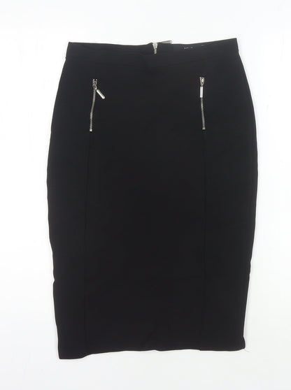 Next Women's Black Pencil Skirt Size 8 with Zip Accents