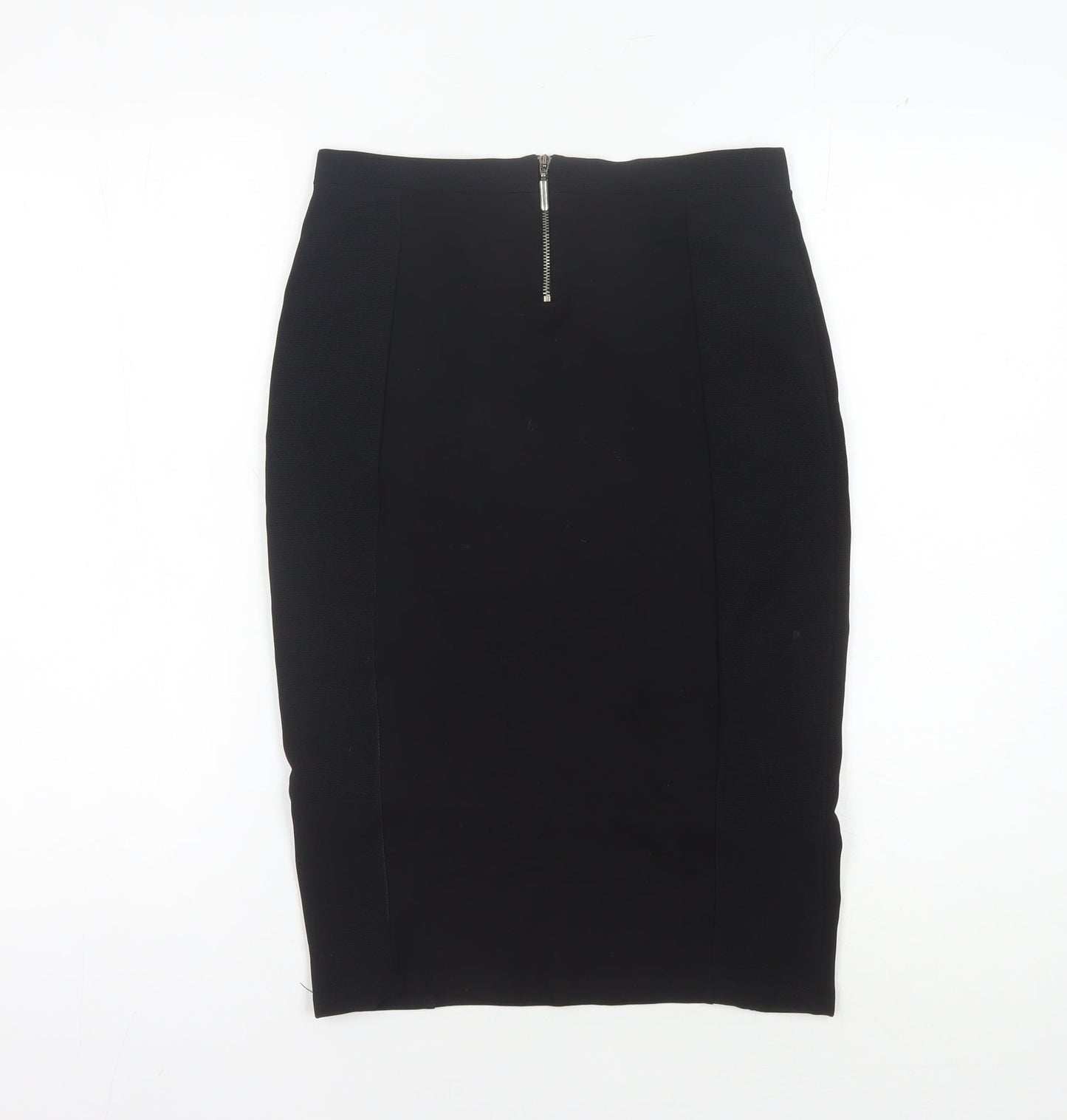 Next Women's Black Pencil Skirt Size 8 with Zip Accents