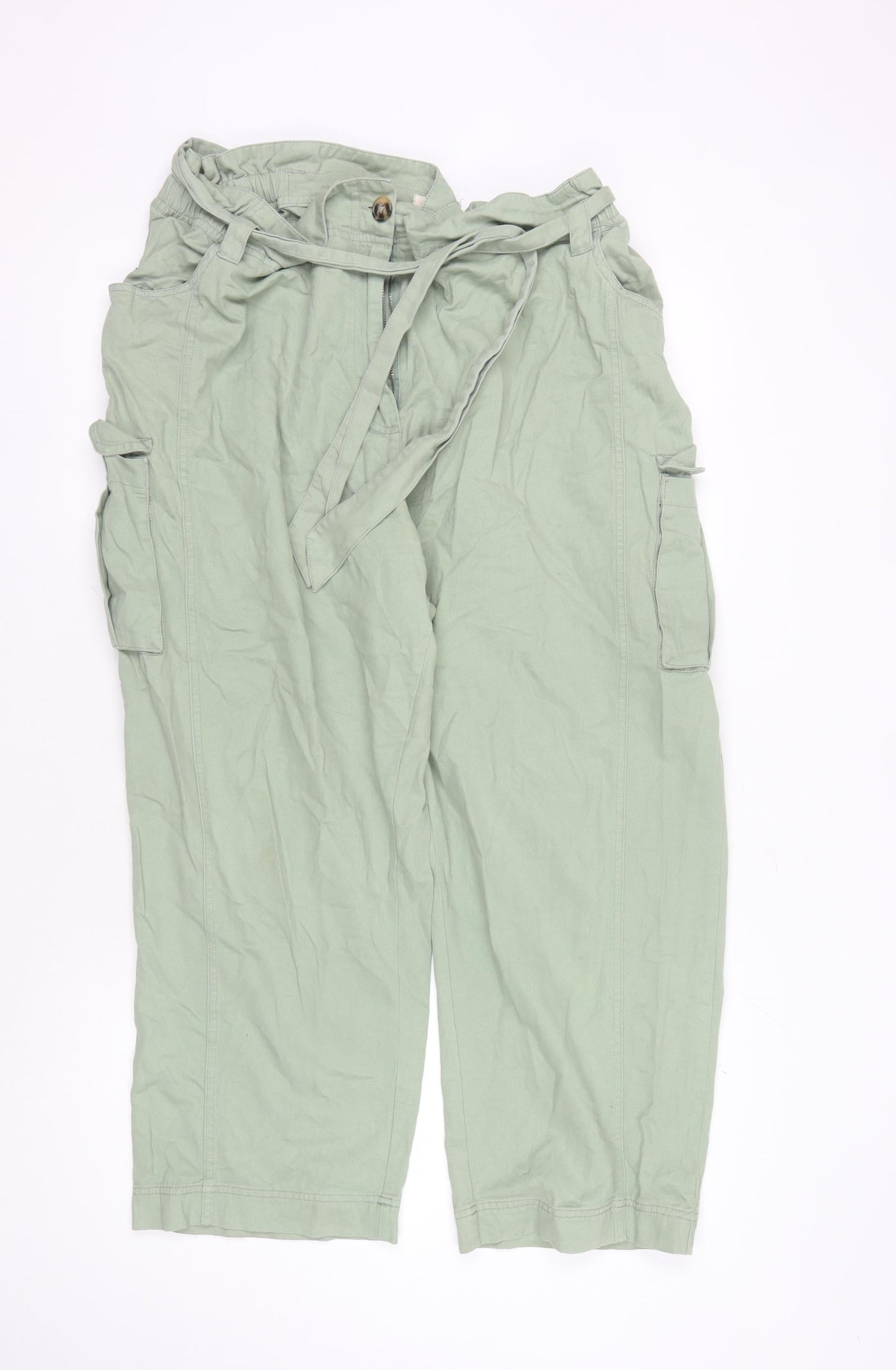 Womens UK Size XL Marks and Spencer Relaxed Fit Casual Green Trousers