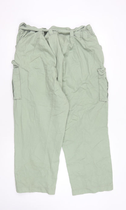 Womens UK Size XL Marks and Spencer Relaxed Fit Casual Green Trousers