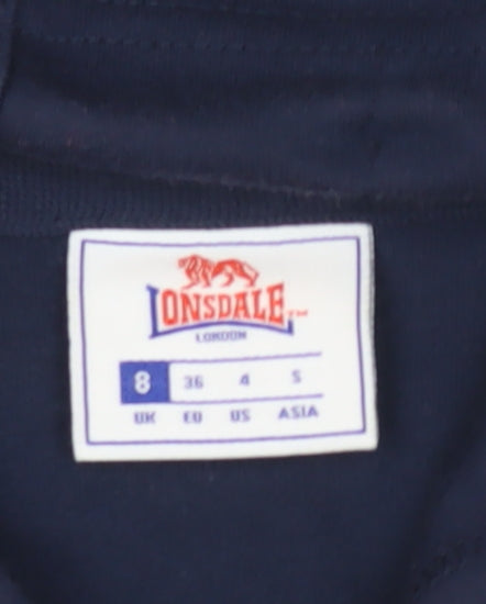 Lonsdale Women's Blue Hoodie, Size 8, Full Zip, Casual