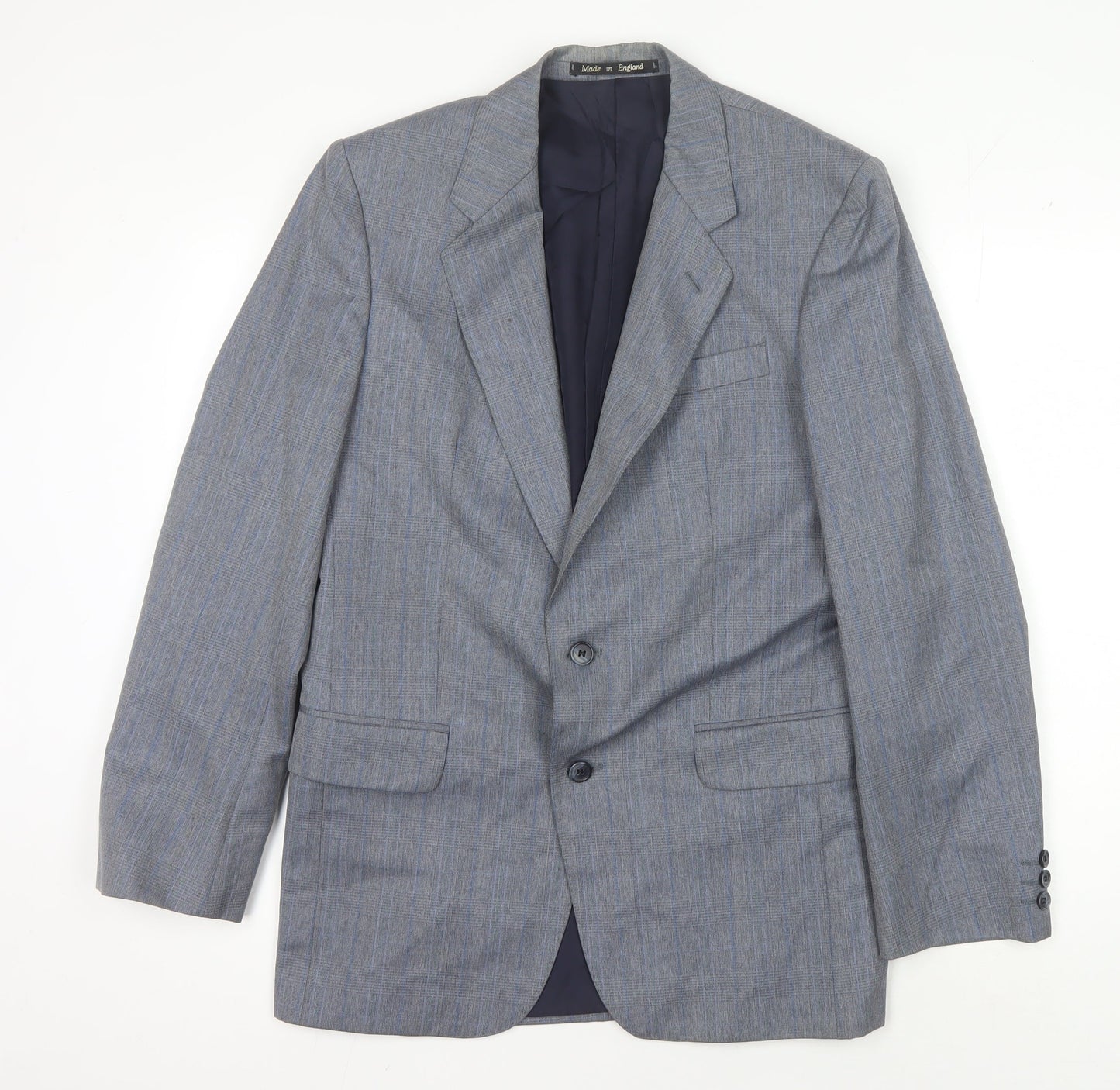 Powell's Grey Men's Blazer, Size 39R, Wool, Two-Button, Stripe