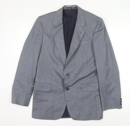 Powell's Grey Men's Blazer, Size 39R, Wool, Two-Button, Stripe