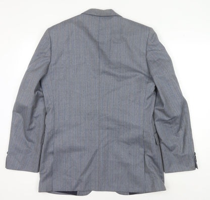 Powell's Grey Men's Blazer, Size 39R, Wool, Two-Button, Stripe