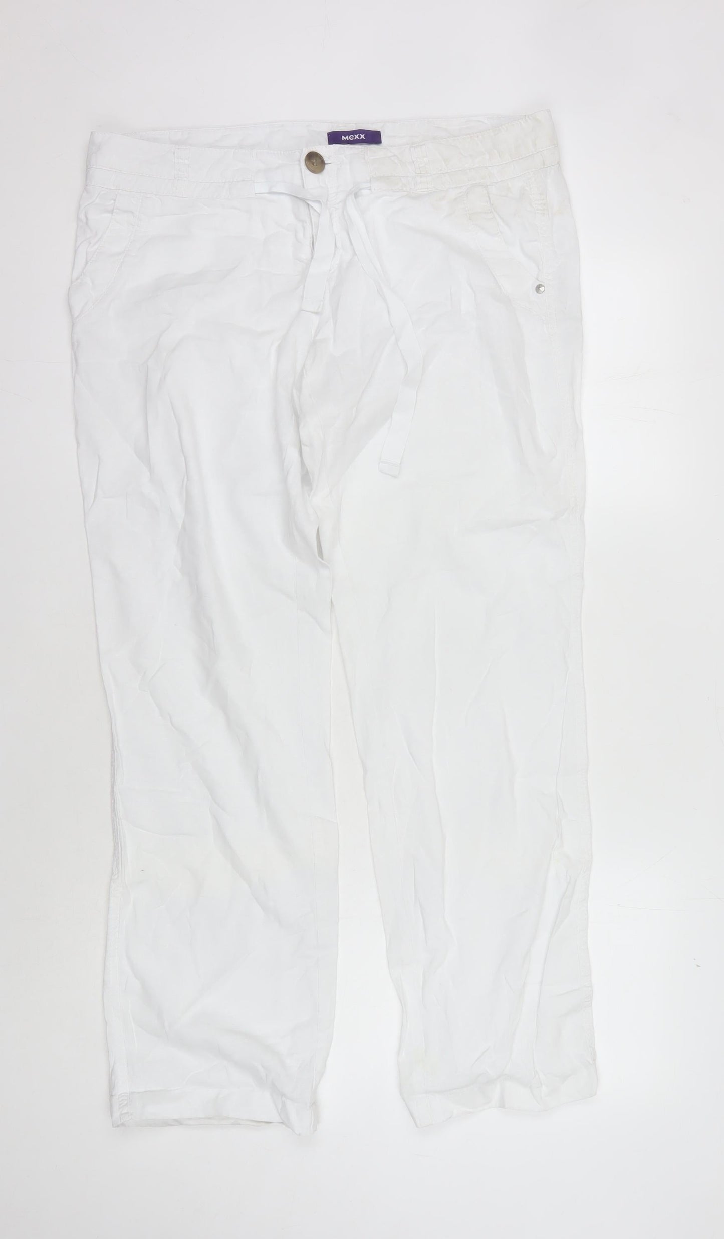 Mexx Women's White Trousers Size 12 Button Closure