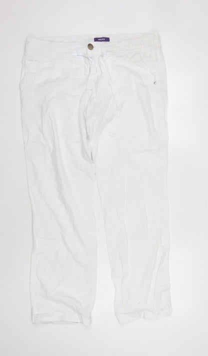 Mexx Women's White Trousers Size 12 Button Closure