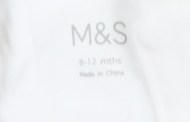 Marks and Spencer White Unisex Babygrow, 9-12 Months, Hooded