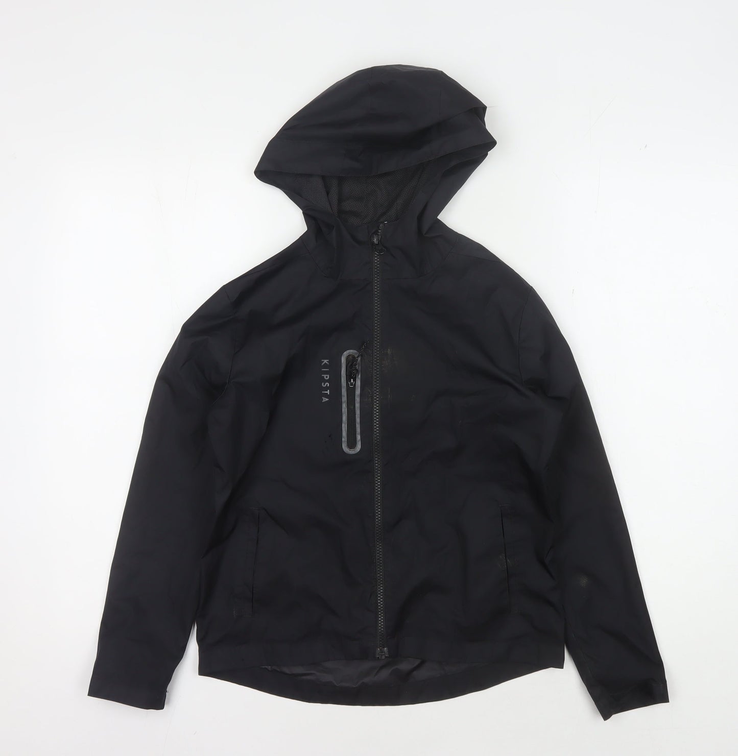 Kipsta Boys' Black Polyester Hooded Jacket, Size 10 Years