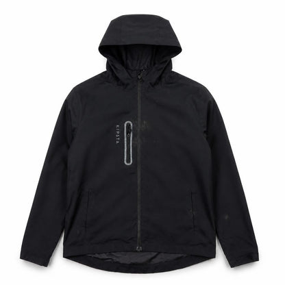 Front view of Kipsta boys’' black polyester hooded jacket, size 10, years