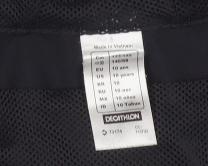 Kipsta Boys' Black Polyester Hooded Jacket, Size 10 Years