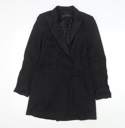 Zara Women Black XS Double-Breasted Blazer