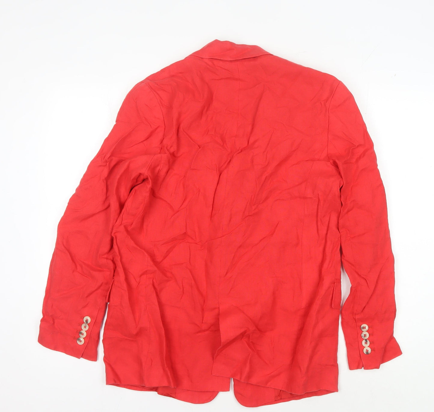 Zara Women's Red Blazer Linen Size 8 Button