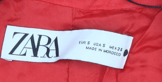 Zara Women's Red Blazer Linen Size 8 Button