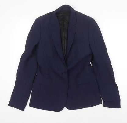 Whistles Women's Blue Wool Blazer Size 10 Classic Fit