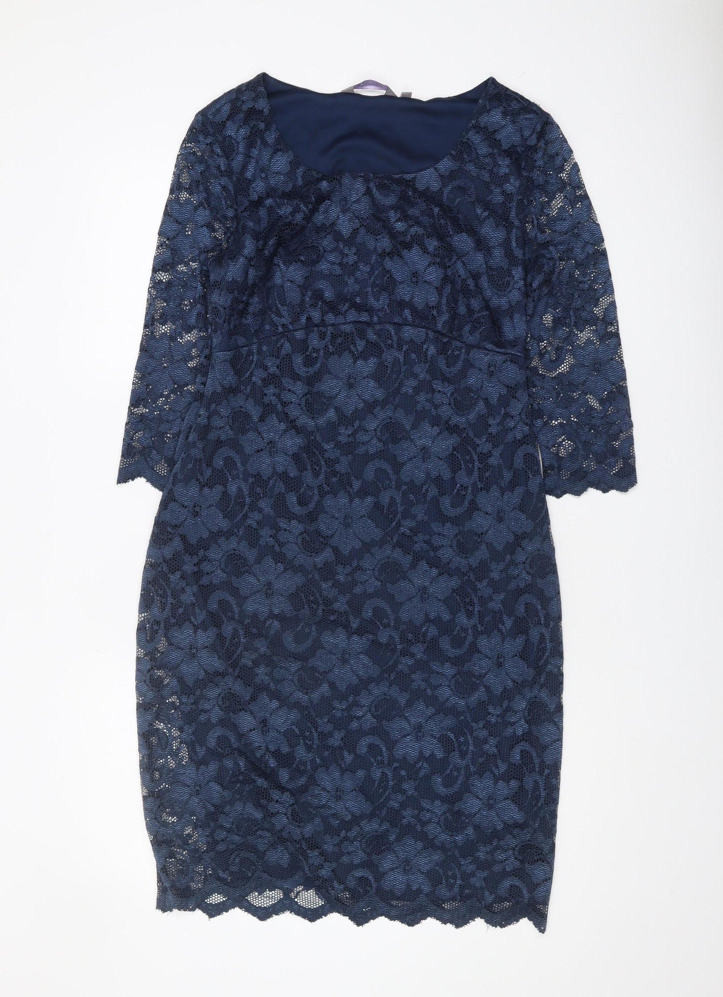 New Look Maternity Scoop Neck Blue Lace Dress Size 12