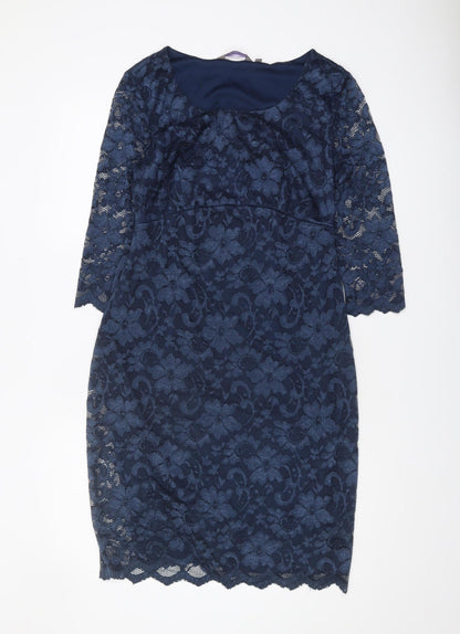 New Look Maternity Scoop Neck Blue Lace Dress Size 12