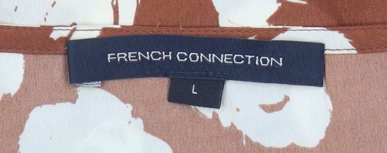 French Connection Women's Brown Animal Print Blouse L