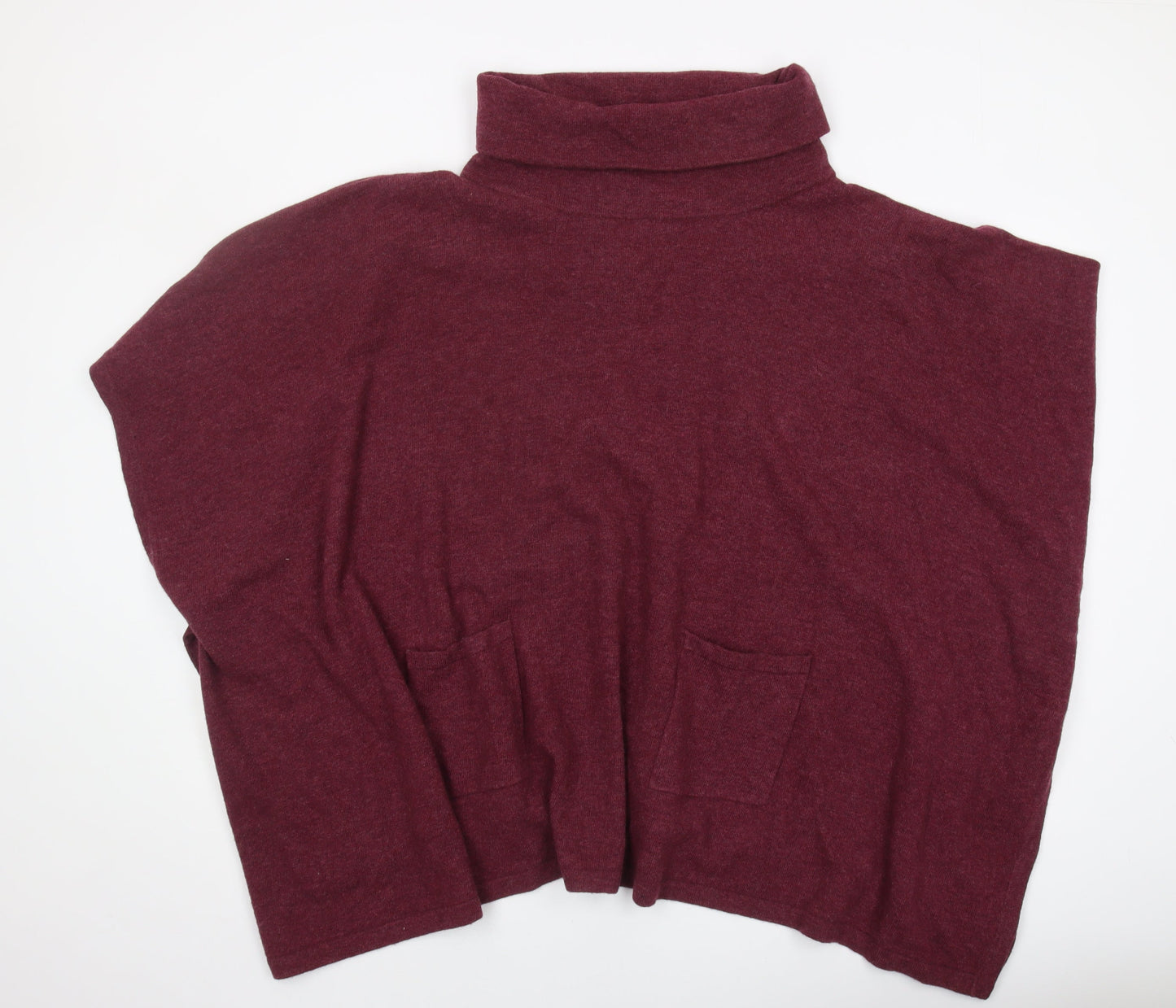 Deluxe Knitwear Women's Red Cape High Neck Jumper