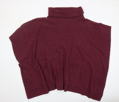 Deluxe Knitwear Women's Red Cape High Neck Jumper