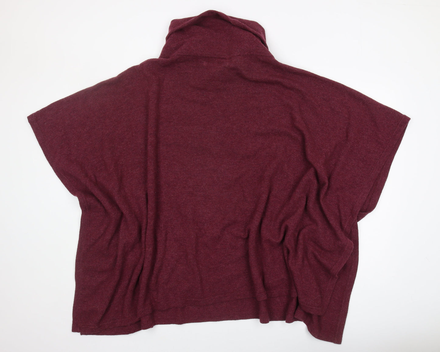 Deluxe Knitwear Women's Red Cape High Neck Jumper
