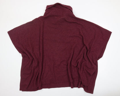 Deluxe Knitwear Women's Red Cape High Neck Jumper