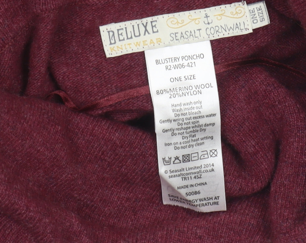 Deluxe Knitwear Women's Red Cape High Neck Jumper