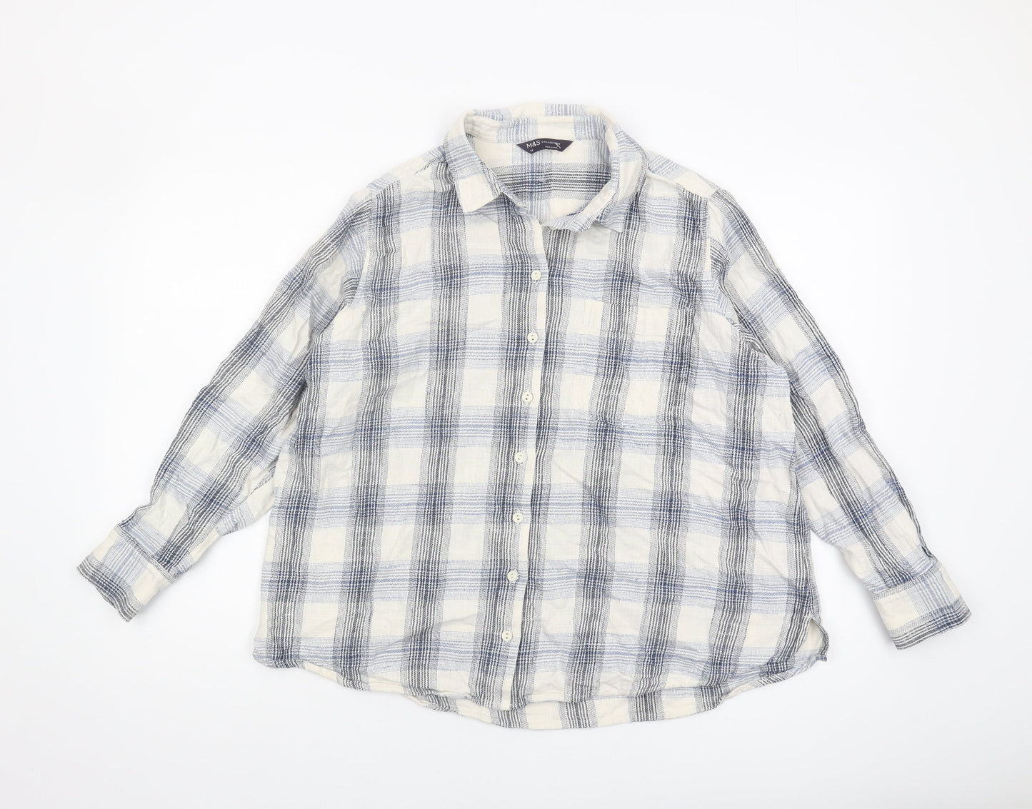 Womens UK Size 14 Marks and Spencer Blue Basic Button-Up