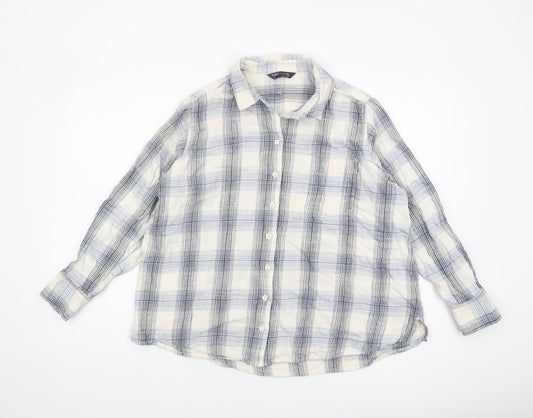Womens UK Size 14 Marks and Spencer Blue Basic Button-Up
