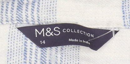 Womens UK Size 14 Marks and Spencer Blue Basic Button-Up