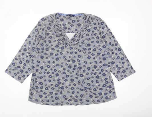 Maine New England Women's Grey Floral Blouse Size 22