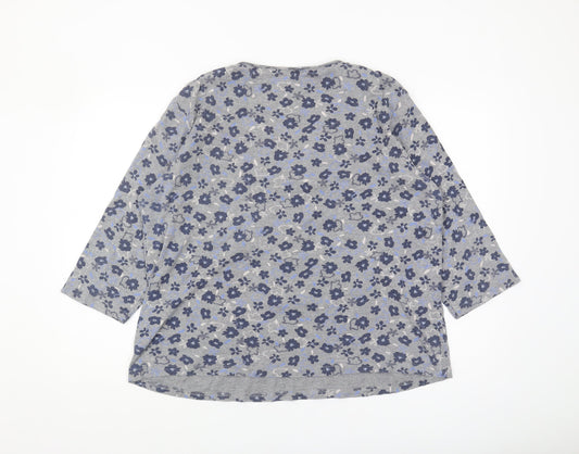 Maine New England Women's Grey Floral Blouse Size 22