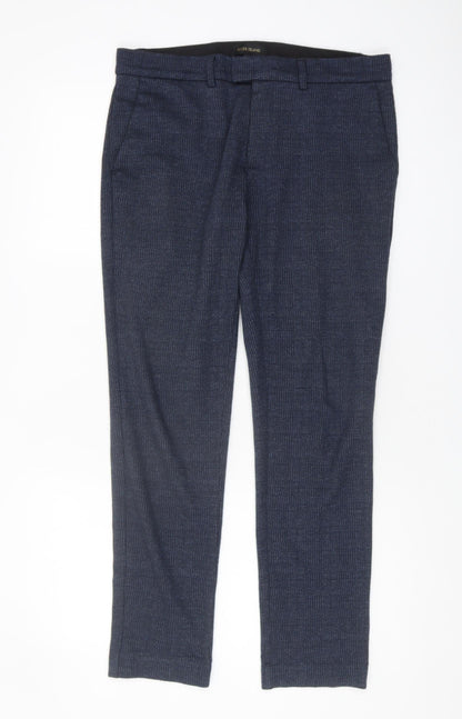 River Island Men's Blue Check Trousers, Size 30