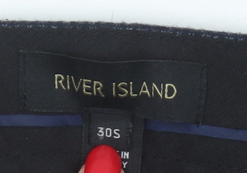 River Island Men's Blue Check Trousers, Size 30