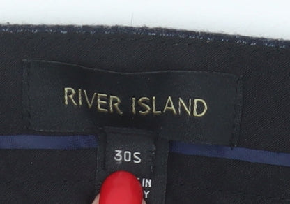 River Island Men's Blue Check Trousers, Size 30