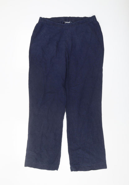 Womens UK Size 12 Isle Regular Fit Casual Blue Trousers